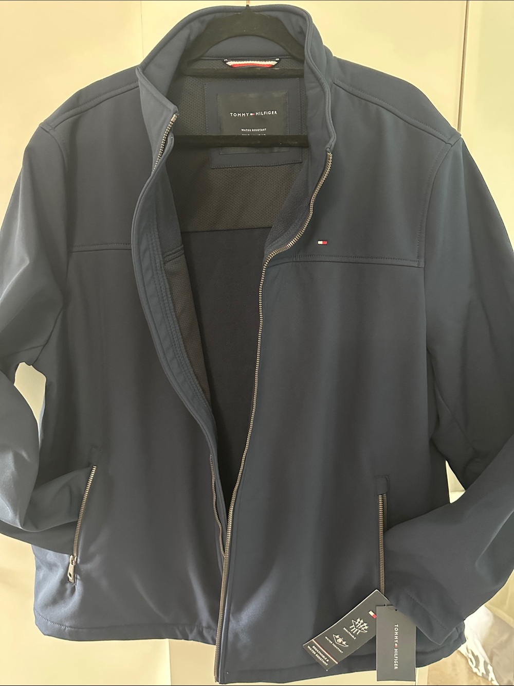 Tommy Hilfiger Men's Navy Blue Zip-Front Softshell Jacket